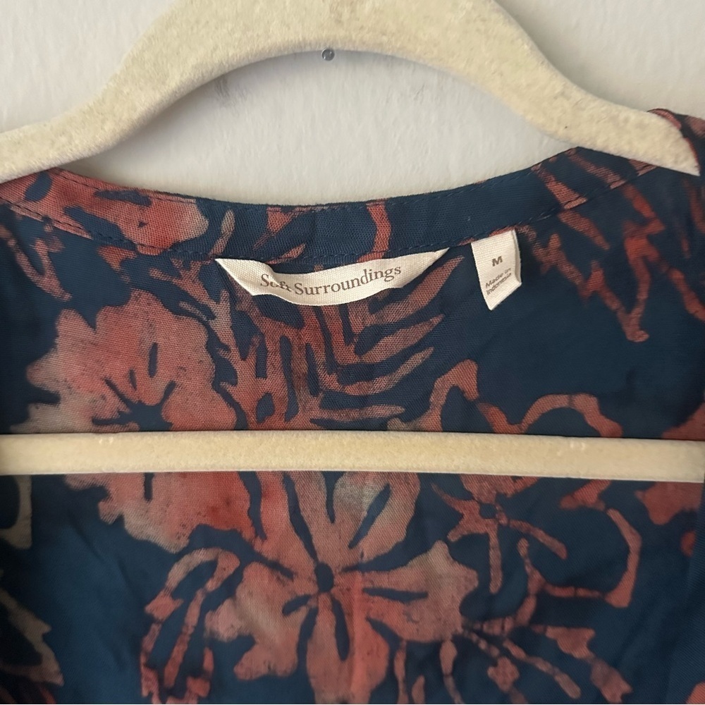 Soft Surroundings Floral Bell Sleeve Kimono Duster in Navy M - Picture 7 of 10